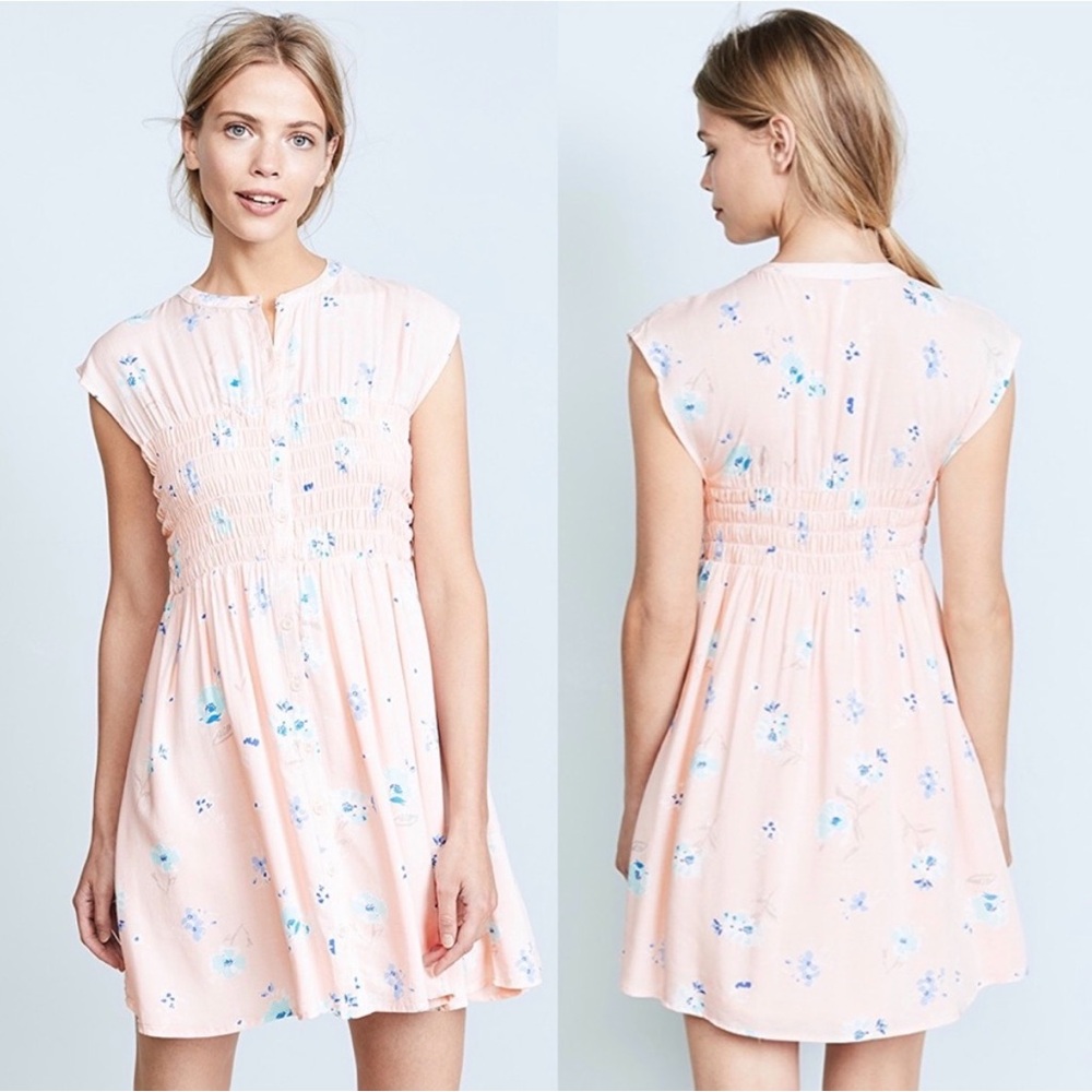 Floral Smocked Waist Pink Dress
